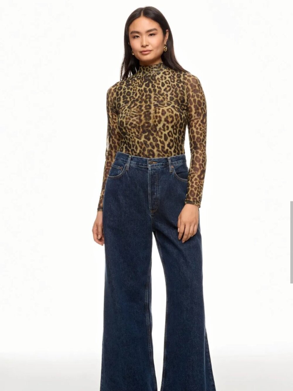 Ronny Kobo Leopard Print Mesh Top Size XS MSRP $245